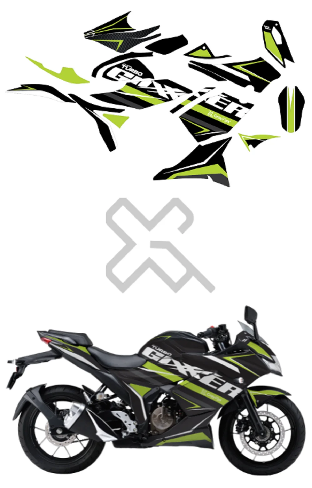 Turbo Edition Full Body Sticker Compatible with Gixxer SF 250 Made In Premium Matte Vinyl With FPF(Fade Protection Film), Water Proof, Precut Sticker, Pack of 1 Compatible with Both Side